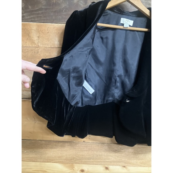 90’s vintage Velvet Black Jacket Women's Black Holiday Top - Picture 10 of 11